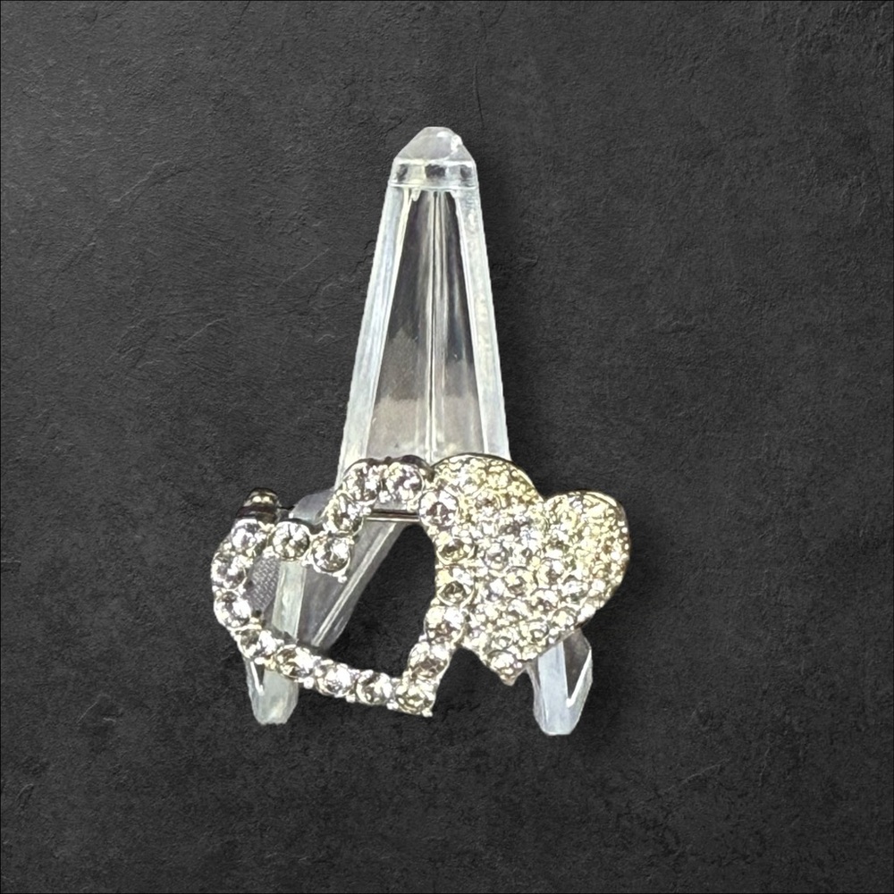 183. Vintage Swarovski‎ Heart Brooch Silver Tone Rhinestones Swan Stamp